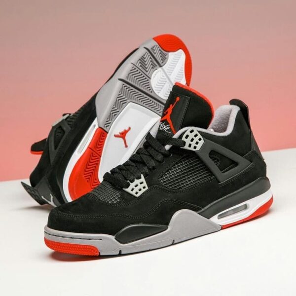 Nike Air Jordan Retro 4 OG Bred Classic Basketball Shoes - Image 2