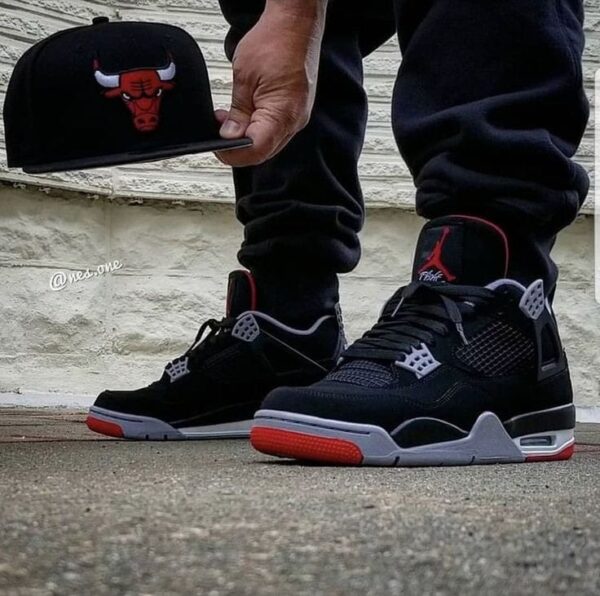 Nike Air Jordan Retro 4 OG Bred Classic Basketball Shoes - Image 4